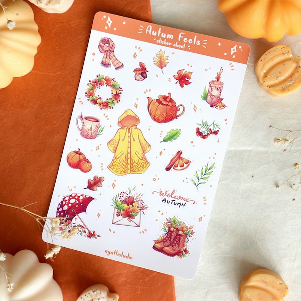 Autumn Feels sticker sheet | Autumn stickers | Fall stickers | decorative stickers, planner stickers, journal stickers, scrapbook stickers