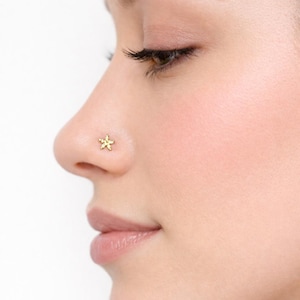 Gold Starfish Nose Stud: 18g Surgical Steel Nose Piercing