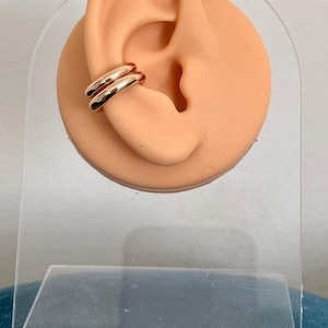 Juego de puños dobles para orejas: puños de acero inoxidable y oro macizo