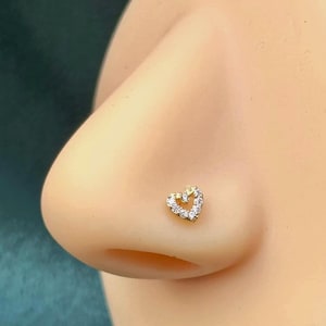 Heart Nose Stud: Silver Stainless Steel Nose Piercing (20 Gauge)