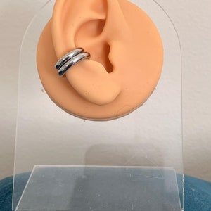 Ensemble de boucles d'oreilles, double manchette d'oreille or, double manchette d'oreille argentée, manchette d'oreille solide, manchette d'oreille en or massif, cadeau de Noël, cadeau pour femme, manchettes en or