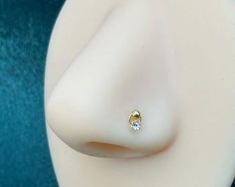Gold Plated Nose Stud: Tiny Silver Flower Nose Bone (20g)
