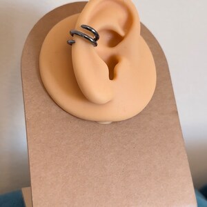 black sterling silver XS Ear Cuff. No piercing. Minimal, contemporary, simple, urban, stylish, to wear on upper cartilage (helix