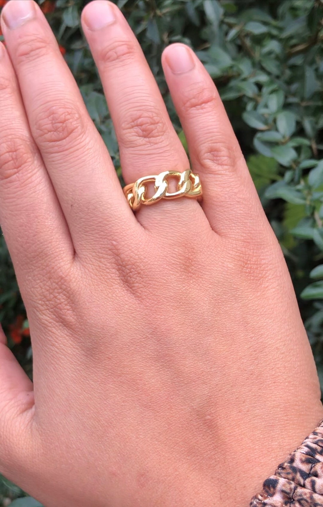 Thin Gold Ring Uneven Chain Gold Ring Subtle Adjustable Gold Etsy