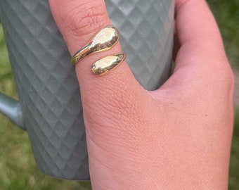 18k Gold Wave Lightening Ring, 925 Sterling Silver Ring With Gold Plating, Stackable Adjustable Open Ring, Statement Ring,