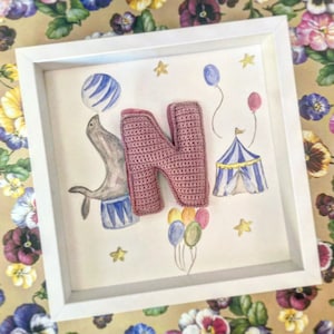 Crochet & Watercolor Handmade &quot;Circus&quot; Frame