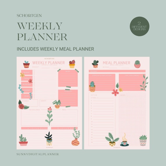 Weekly Planner Meal Planner Printable Planner Instant - Etsy