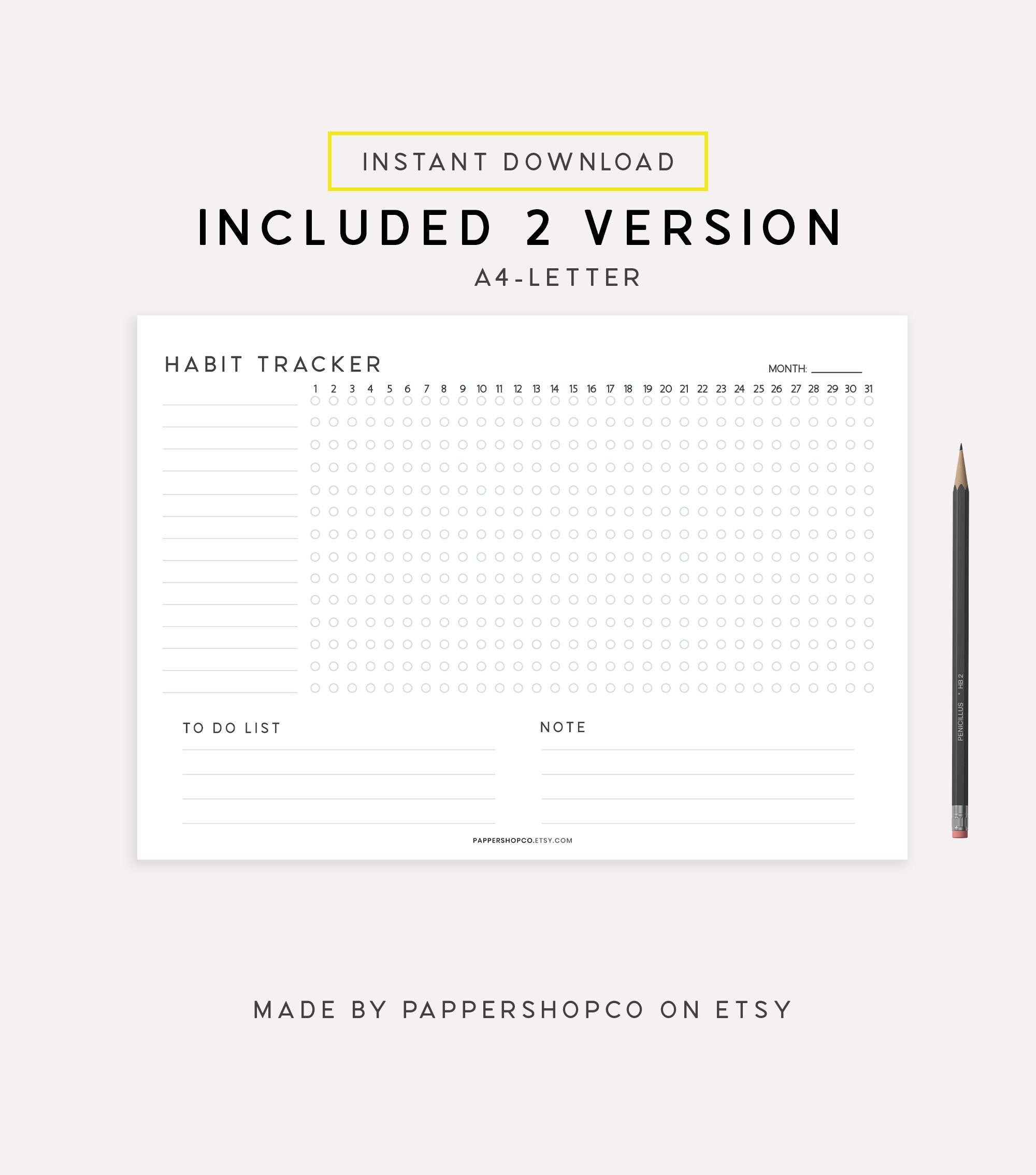 Printable Minimalist Monthly Habit Tracker Habit Tracker - Etsy