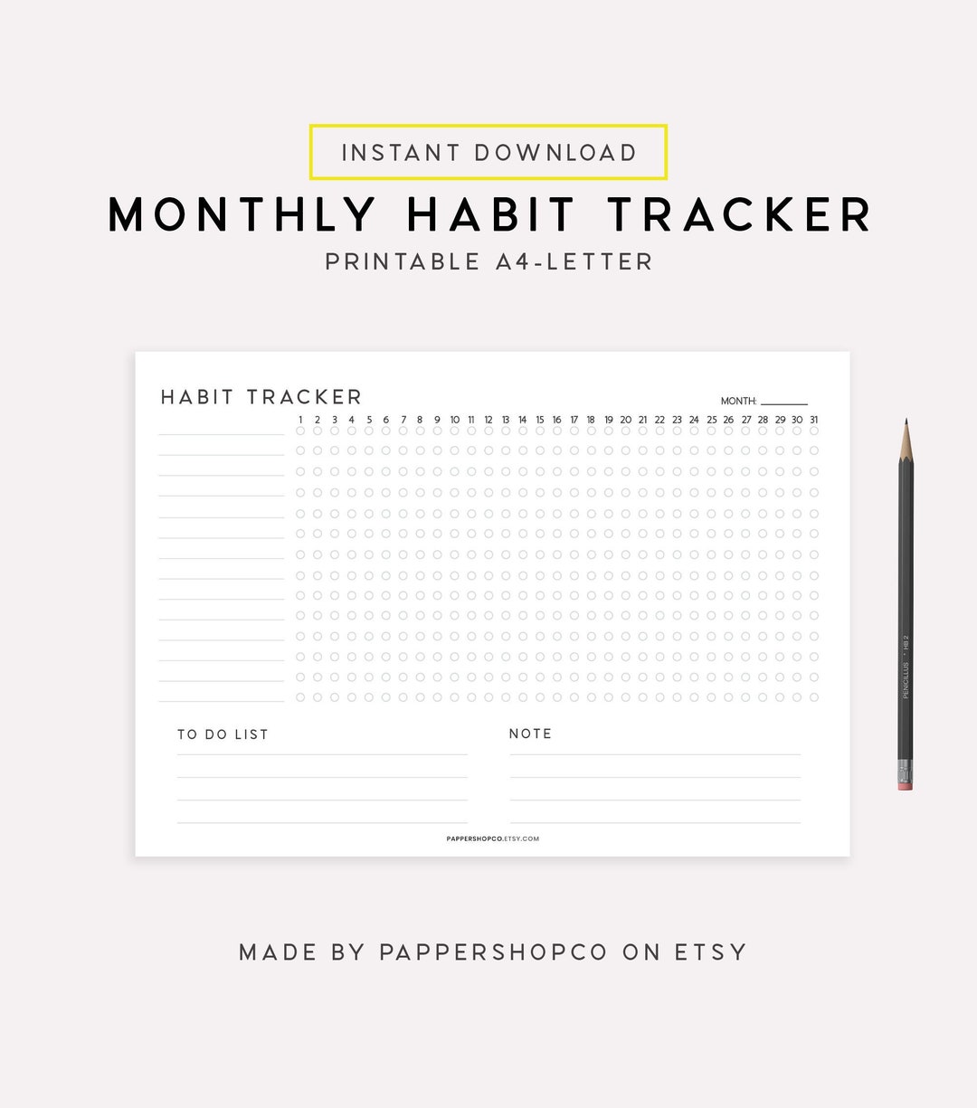 Printable Minimalist Monthly Habit Tracker Habit Tracker - Etsy