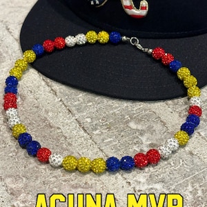 Rhinestone Beaded Baseball Necklace (YOUTH SIZE) Bryce Harper Phillies Beaded Rhinestone Necklace | Alvarado, Franco, Cabrera, Acuna