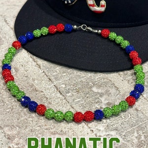 Rhinestone Beaded Baseball Necklace (ANY SIZE) Bryce Harper Phillies Beaded Rhinestone Necklace | Alvarado, Franco, Cabrera, Acuna