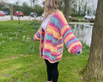 Rainbow pastel crochet cardigan