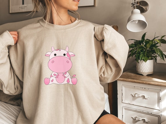 Strawberry Cow Sweatshirt Kawaii Strawberry Cow Sweatshirt Strawberry Cow Gift for Anime Lovers Gift for Cow Lover Cute Cow Clothing Etsy