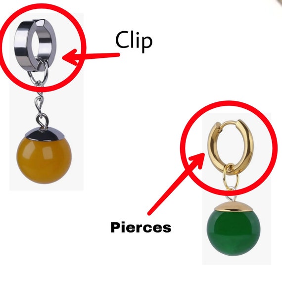 New Super Vegetto Potara Earrings Green And Yellow Bead Dangle Ear Clip for  Women Men Jewelry