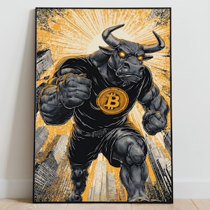 Bitcoin Art Crypto Bitcoin Poster Bitcoin Wall Art Crypto BTC Poster Buy Bitcoin Finance Poster Decor Print BTC Bull