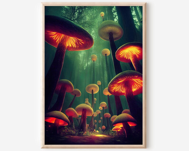 Mushroom Poster | Fantasy Forest Wall Art | Modern Decor - Etsy