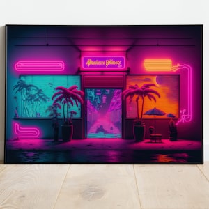 Vaporwave Poster | Synthwave Poster Decor | Cool Neon Poster | Gaming Room Decor | 80s Nostalgia Retrowave Poster Wall Art