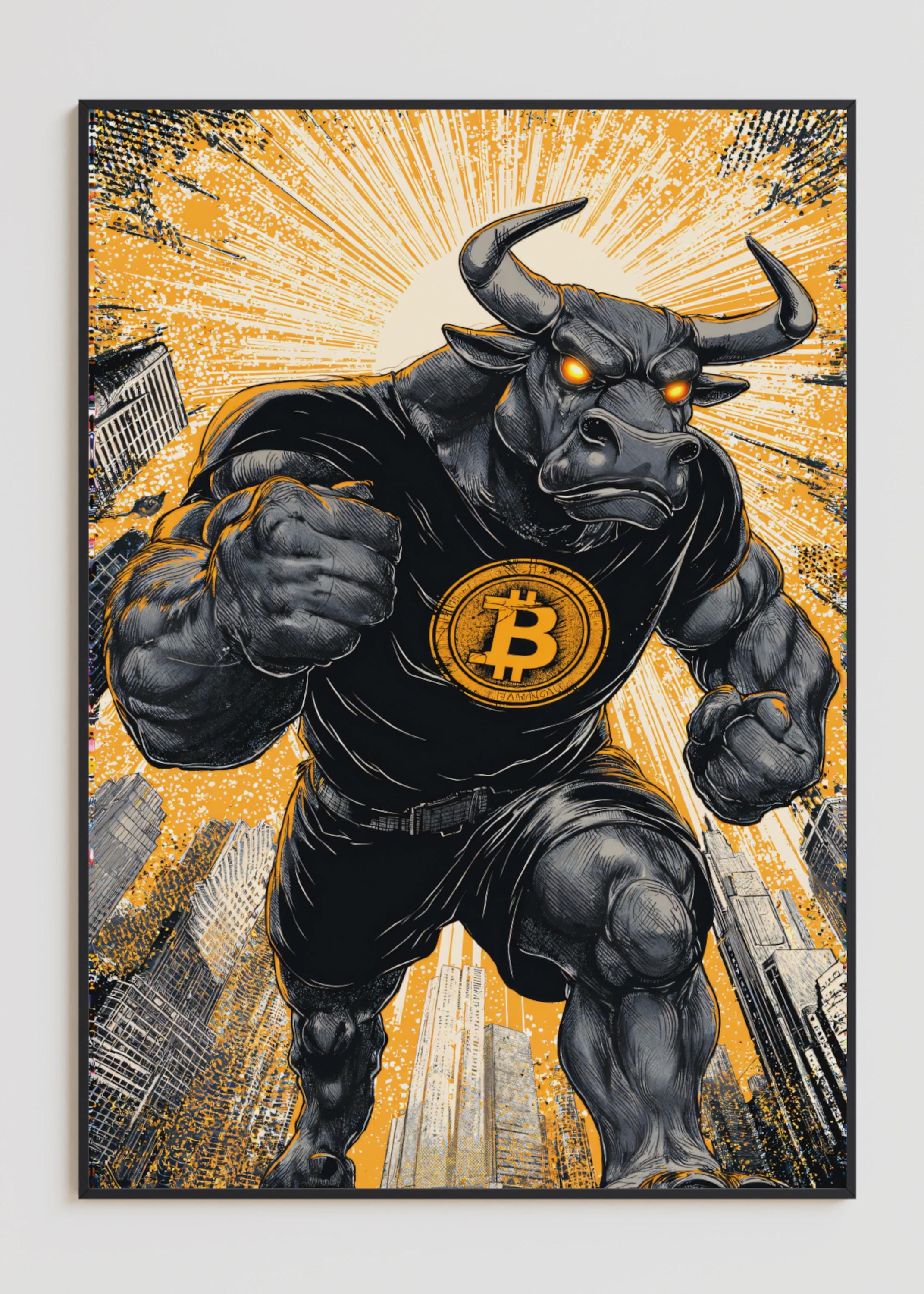 Bitcoin Art Crypto Bitcoin Poster Bitcoin Wall Art Crypto BTC Poster Buy  Bitcoin Finance Poster Decor Print BTC Bull