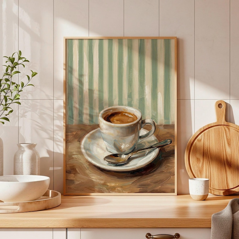 Retro Coffee Poster Art – Sage Green Coffee Bar Decor, Espresso Print, Kitchen Coffee Wall Art, Modern Coffee Shop Decor image 7