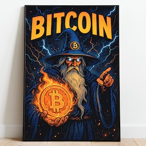 Bitcoin Art Crypto Bitcoin Poster Bitcoin Wall Art Crypto BTC Poster Buy Bitcoin Finance Poster Decor Print Bitcoin Wizard