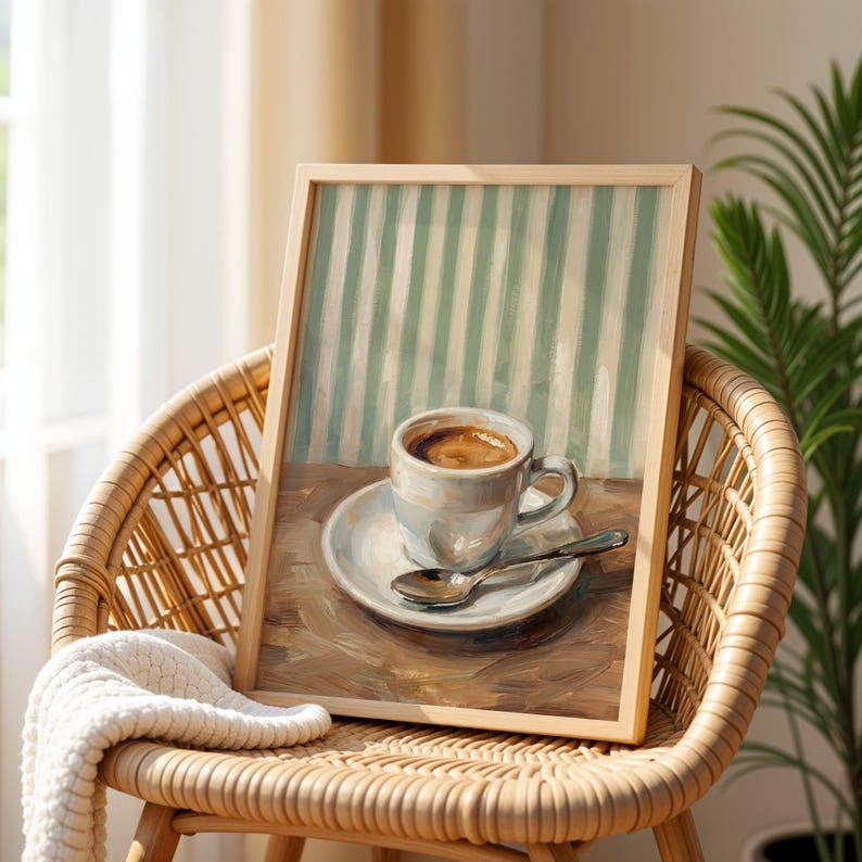 Retro Coffee Poster Art – Sage Green Coffee Bar Decor, Espresso Print, Kitchen Coffee Wall Art, Modern Coffee Shop Decor image 4