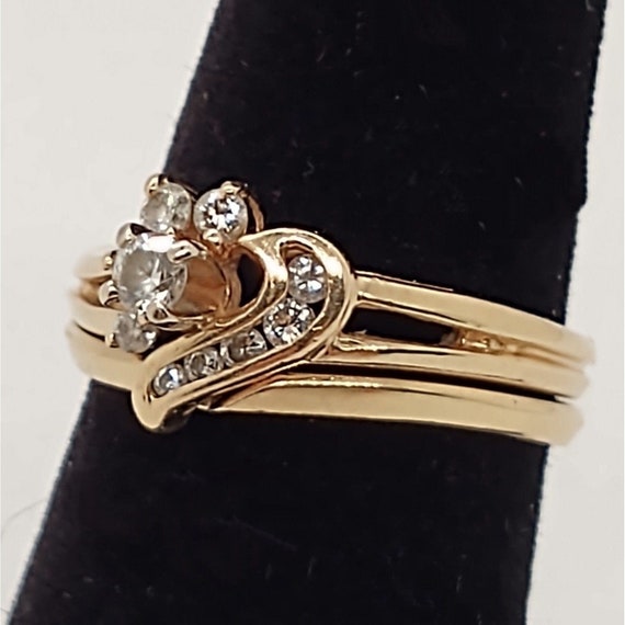 Solitaire Diamond Engagement Ring w/ Insert 14 K … - image 2