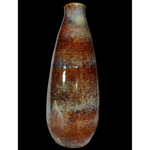 Handmade Ceramic Vase With Earthy Brown & Muted Green Glazed Finish, Vintage