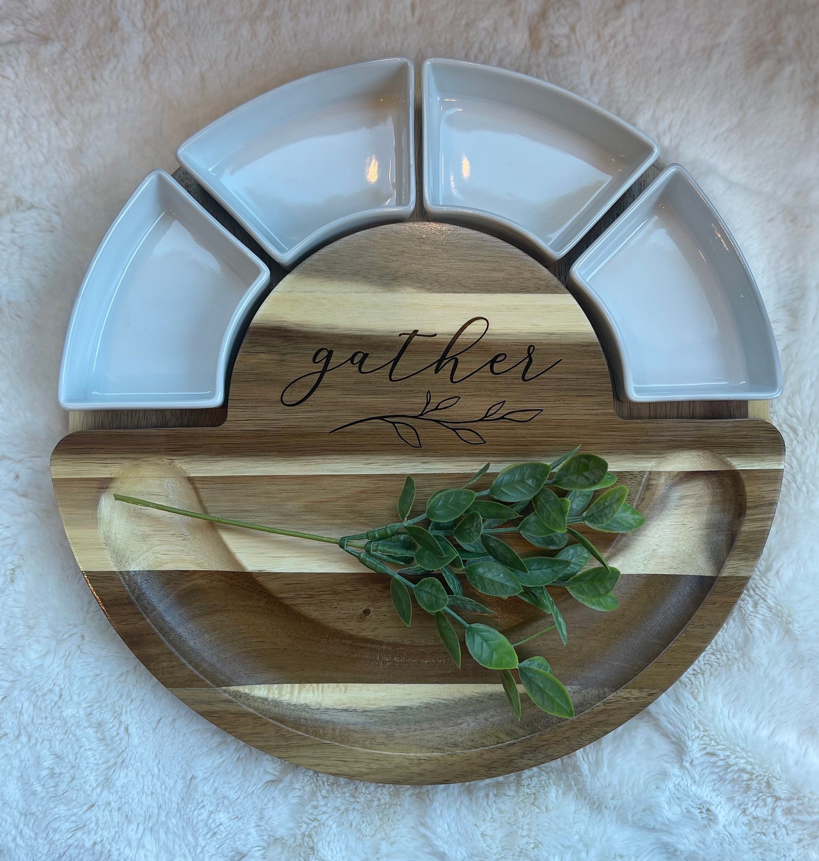 Acacia Wood Charcuterie Cheese Board and Platter Set 13 Inch 4 Knives ...