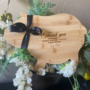 Bamboo Pig Shaped Cutting Board PERSONALIZED!! FAIR Gift Thank you!! Board will say 2025.