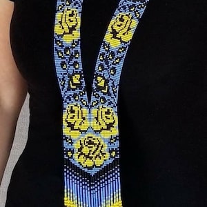 Ukrainian gerdan,Traditional Necklace,Beaded handmade,beaded Necklace,Ukrainian jewelry,long Necklace flok Ukrainian Nacklace, with earrings