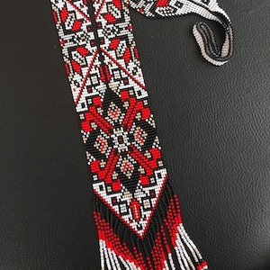 Red White Black Beaded/Unique Necklace/Beaded Necklace/Garden with National/Indian Pattern in Traditional/Multi color Necklace/with Earring