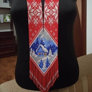 Hut Beaded Necklace, Ukrainian Gerdan Necklace |Chunky| Ethnic |Tribal |Necklace |Unique |African Woman Necklace with earring ,for gifted