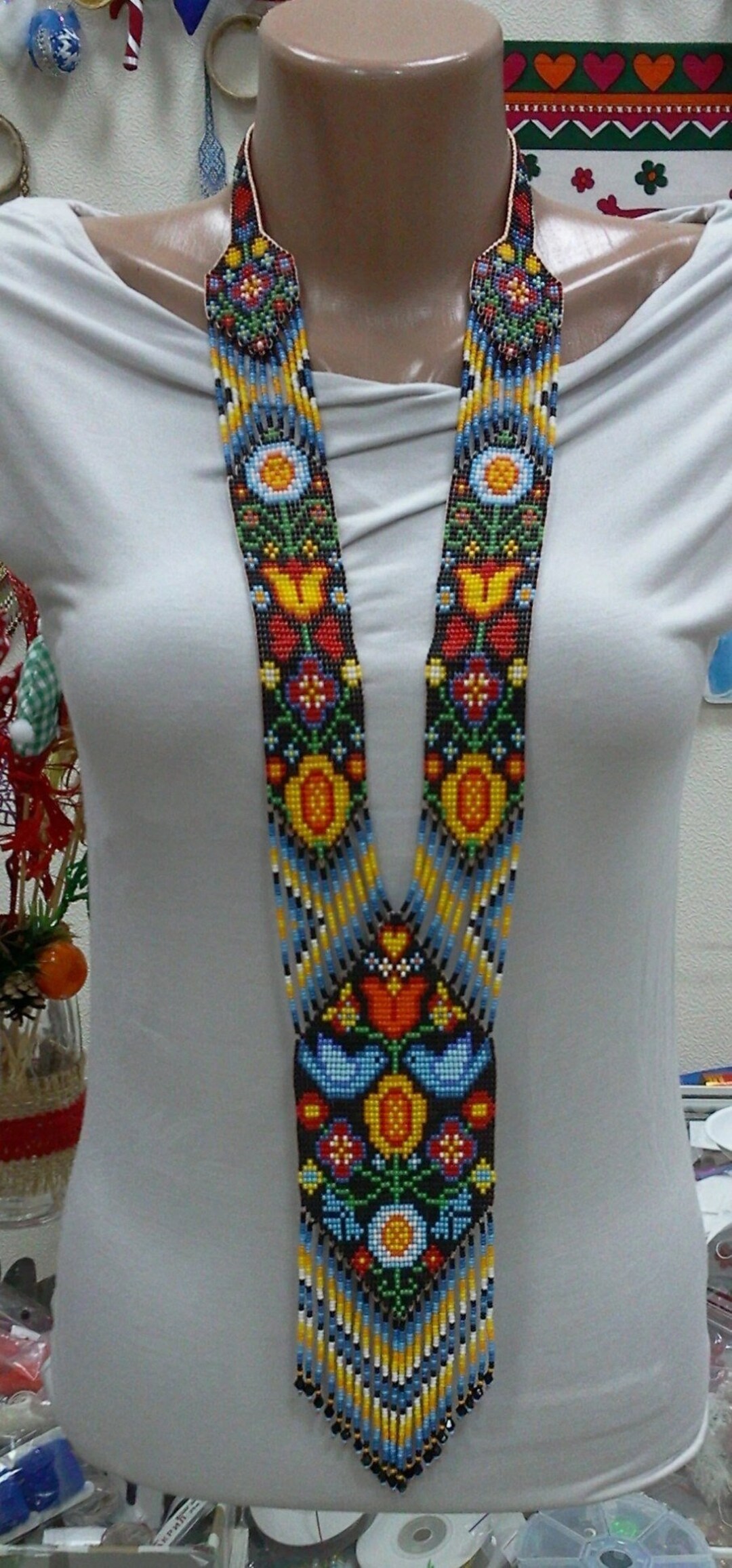 Multi Color Beaded Necklace/unique Necklace/garden With National/indian ...
