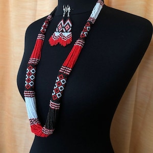 Ukrainian Gerdan Necklace |Chunky|Ethnic |Tribal |Ukrainian Necklace |Unique |African Woman Necklace with earring,for gifted