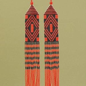 Perlenarbeit Ohrringe, Multi Farben Ohrringe Perlen Ohrringe ethnischen Ohrringe American native Seed Beads Ohrringe Fransen Ohrringe Boho Ohrringe