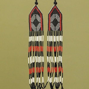 Perlenarbeit Ohrringe, Multi Farben Ohrringe Perlen Ohrringe ethnischen Ohrringe American native Seed Beads Ohrringe Fransen Ohrringe Boho Ohrringe