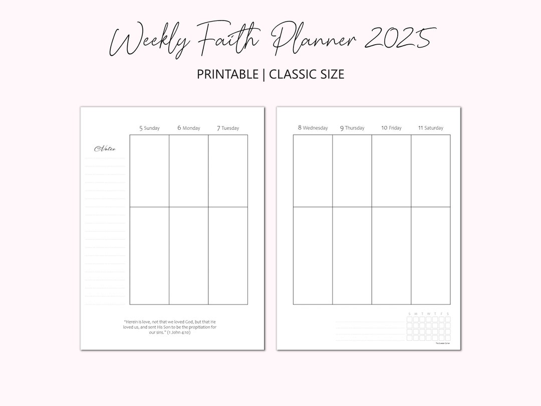 Printable Christian Planner Weekly 2025: Vertical WO2P Faith Planner ...