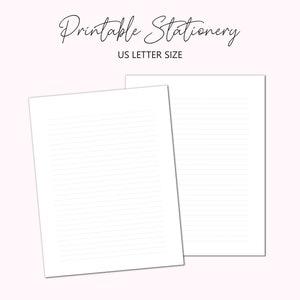 Lined Paper Printable 8.5 x 11, Light Grey Lined Stationery, Printable Stationery US Letter Size, Lined Journal Paper for 8.5 x 11 Binder
