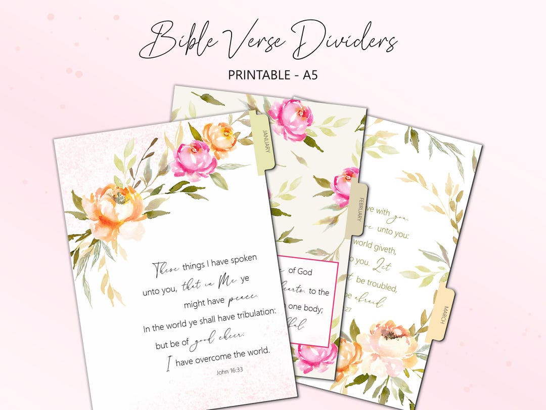 Christian Planner Inserts A5, Printable Scripture Dashboards for 6 Ring ...