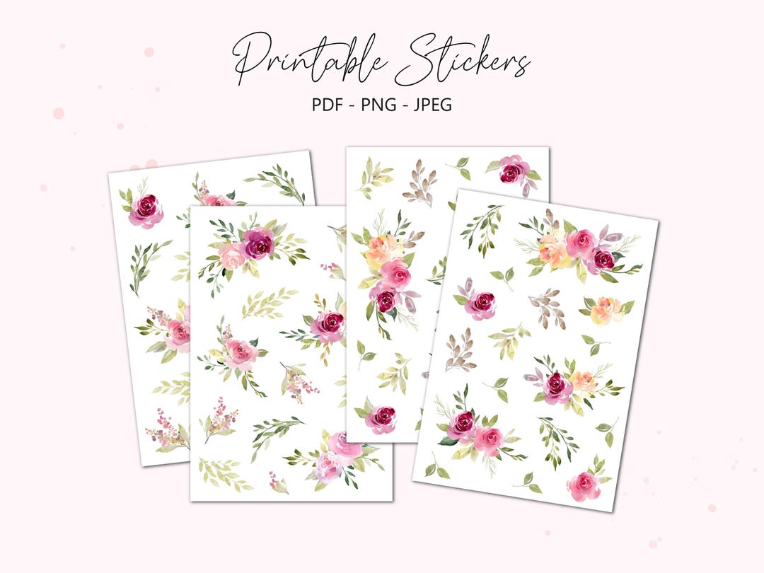 Watercolor Rose Stickers: Floral Planner Décor (printable) - Etsy