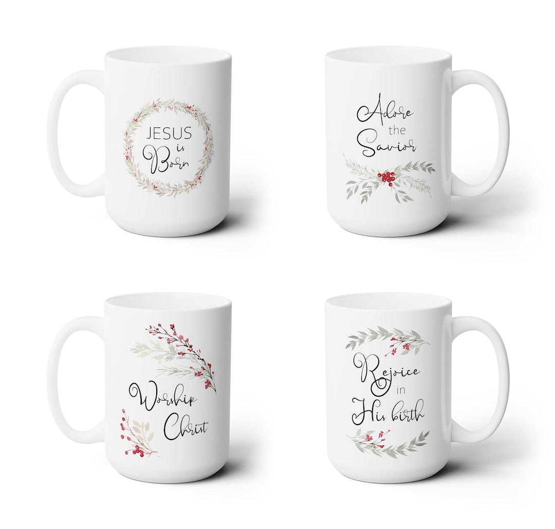 Christmas Coffee Mug Gift Set Christian Christmas Mugs Set of 4