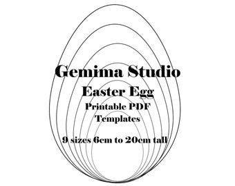Easter Egg templates in 9 sizes PDF download