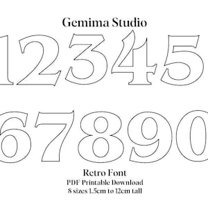 New Retro Numbers PDF 8 sizes printable template