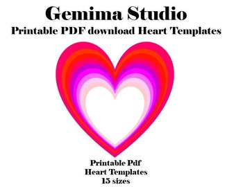 Valentines Heart templates in 15 sizes PDF download