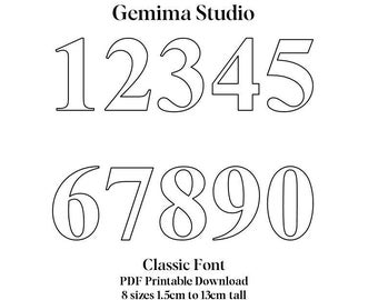 Classic Numbers PDF 8 Größen zum Ausdrucken