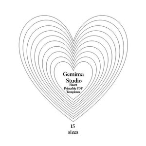 Heart templates in 15 sizes PDF download
