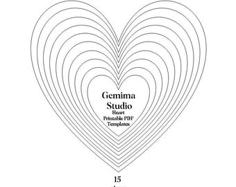 Heart templates in 15 sizes PDF download