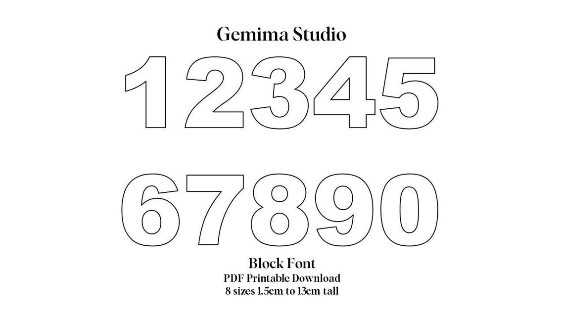 PDF Templates 8 Sizes Block Numbers Printable Template - Etsy UK