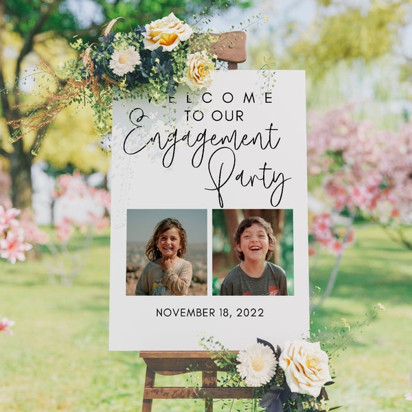 Engagement Party Sign | Engagement Party | Engagement Party Sign with Photo | Engagement Party Welcome Sign | Engagement Sign | Digital |