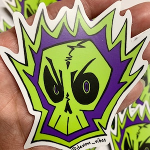 Green & Purple Skull 3” Matte Vinyl Sticker Decal